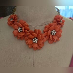 Vintage Orange Flower Necklace